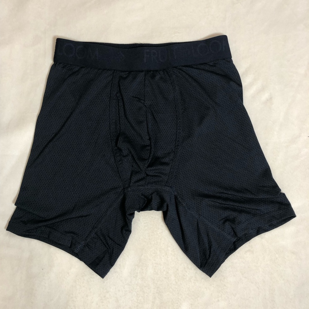 Breathable Black Polyester Mesh Fruit of the Loom Boxer briefs. Size Small